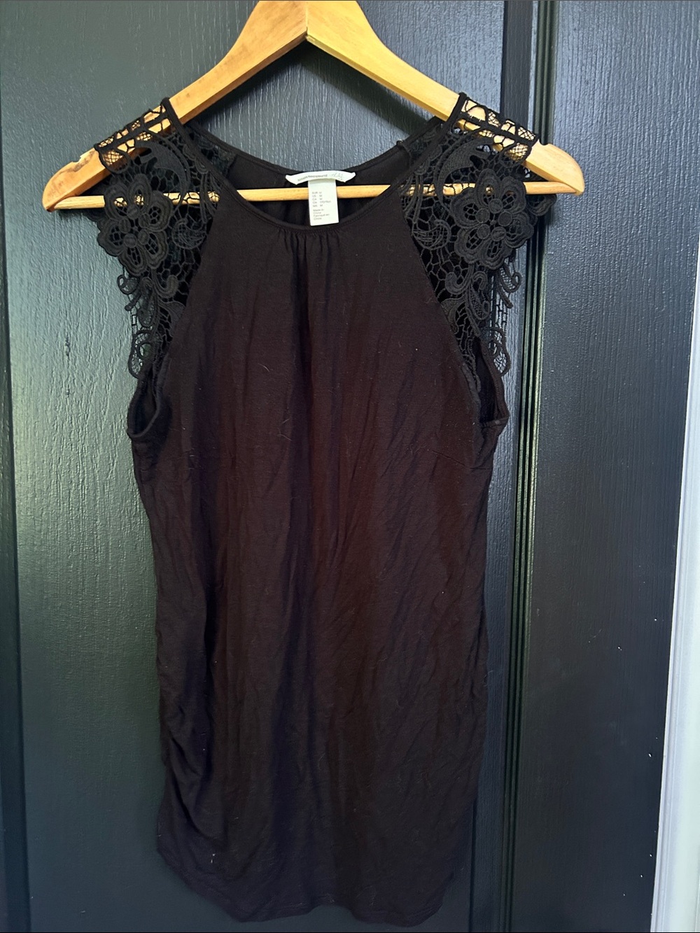 H&M Mama Maternity Top, Size Medium, Black, Lace Sleeve, Casual to Dressy